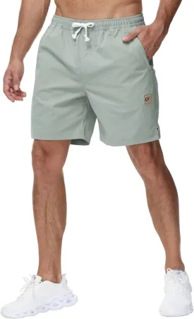 Yundobop Men's Casual 7 Inch Shorts Twill Drawstring Summer Beach Stretch Golf Shorts with Zipper Pockets