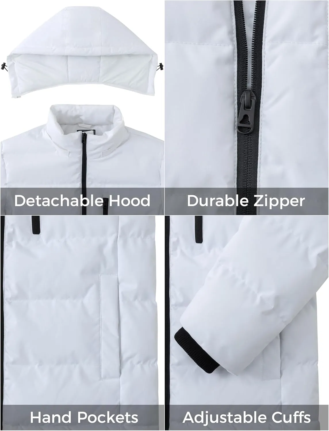 ZSHOW Men's Puffer Jacket Warm Hooded Winter Coat with Detachable Hood