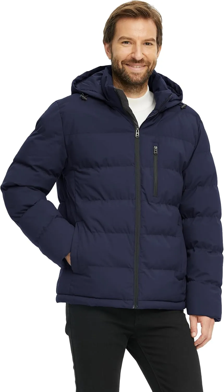 ZSHOW Men's Puffer Jacket Warm Hooded Winter Coat with Detachable Hood